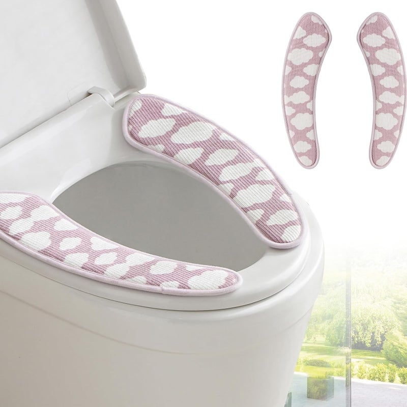 Iensen Thick and Warm Toilet Seat Cover – Washable, Reusable Cushion with TPR Adhesive & Cloud Pattern for Extra Comfort & Insulation (Pink) - Image 1